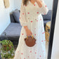 White Red Cut Out Floral Dress
