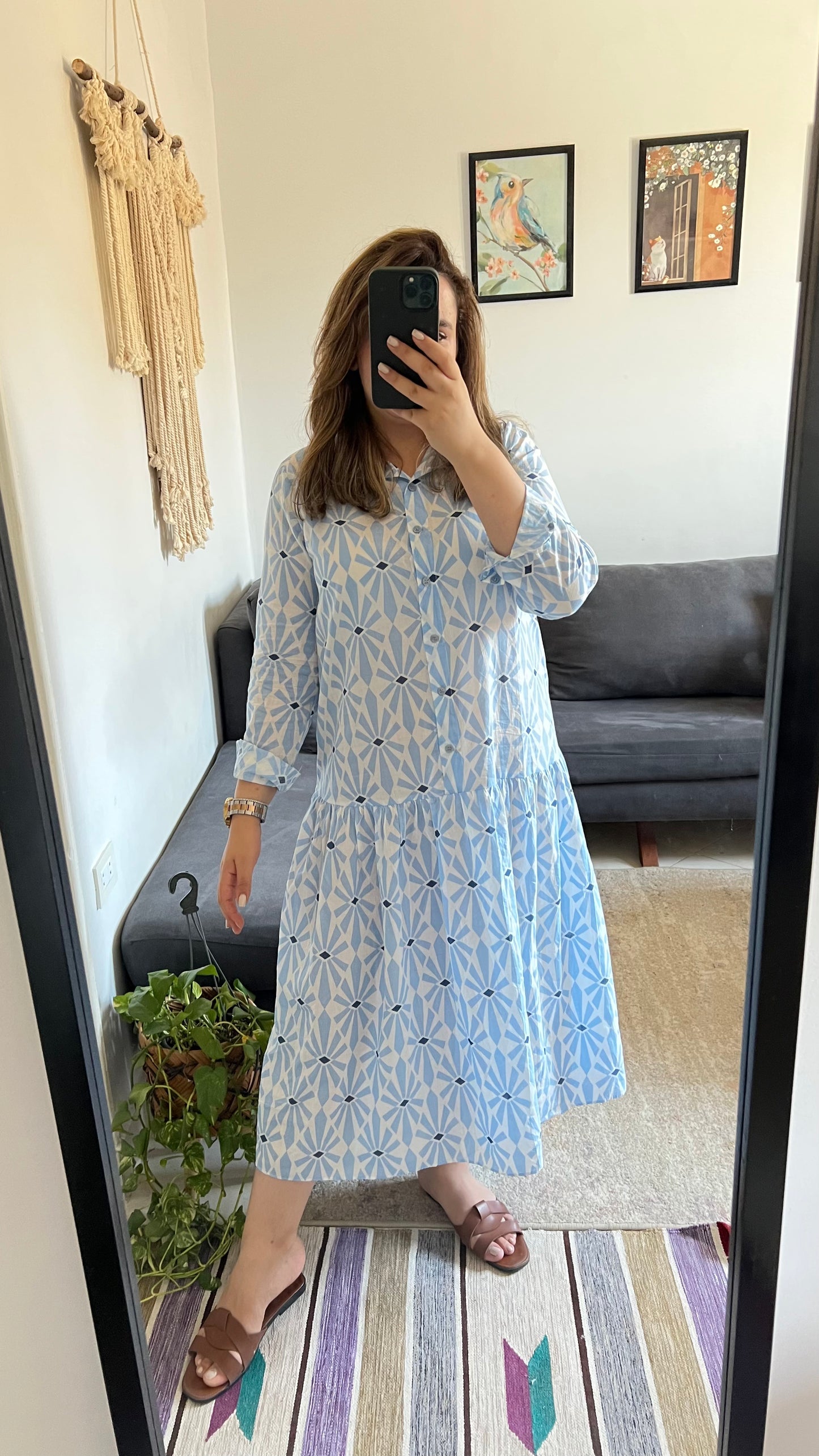 Baby Blue Patterned Dress