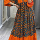 Orange Teal Geo Dress