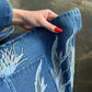 Embroidered Denim Jacket With Pockets