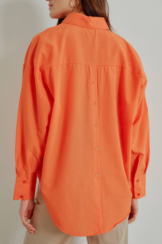 Orange Poplin Oversized Shirt