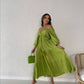 Lime Green Off shoulder Tasseled Dress