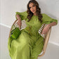 Lime Green Off shoulder Tasseled Dress