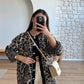 Brown Leopard Fleece Long Cardigan (PRE-ORDER)