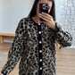 Brown Leopard Fleece Long Cardigan (PRE-ORDER)