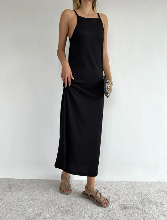 Black Halter Basic Dress