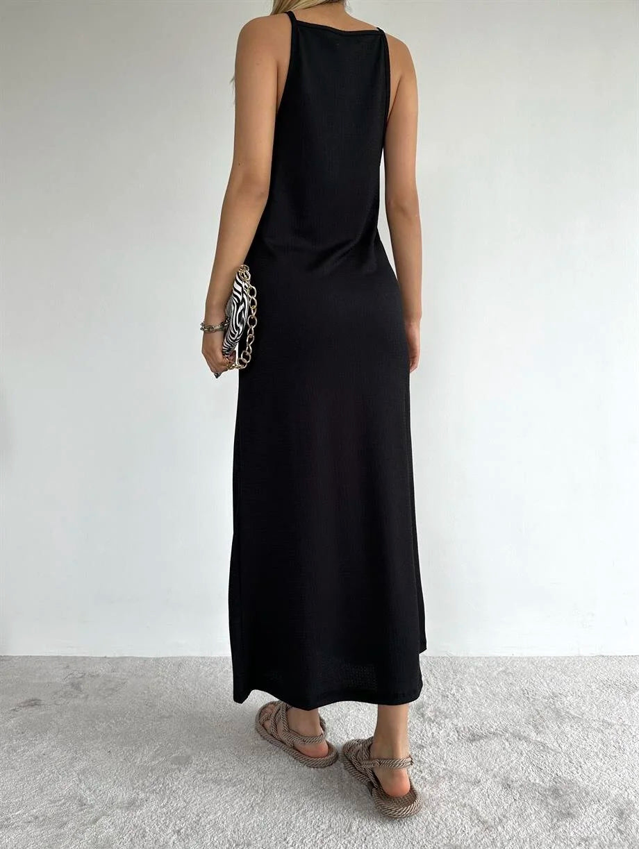 Black Halter Basic Dress