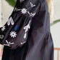 Cotton Embroidered Black X Blue Cardigan