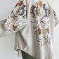 Embroidered Beige Linen Kimono