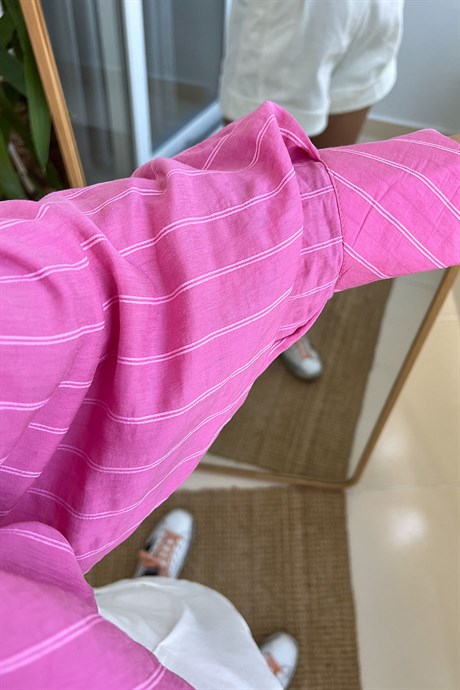 Oversized Stripped Pink Shirt